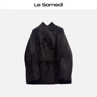 Le Samedi马油叶儿【暖飒两面派】限量拉贡皮毛一体斜门襟外套