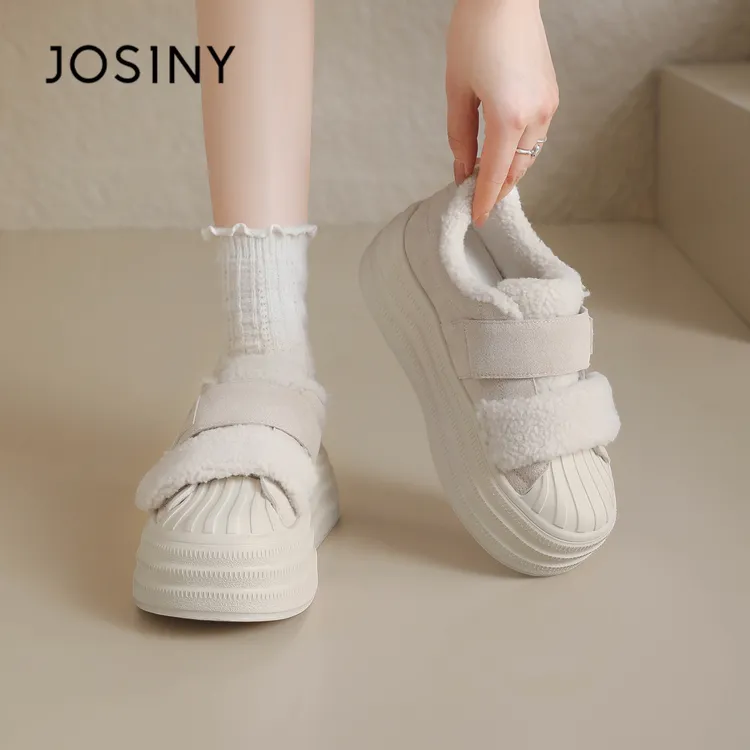 卓诗尼厚底板鞋女2025新款冬季加绒加厚保暖棉鞋巨好看舒适休闲鞋