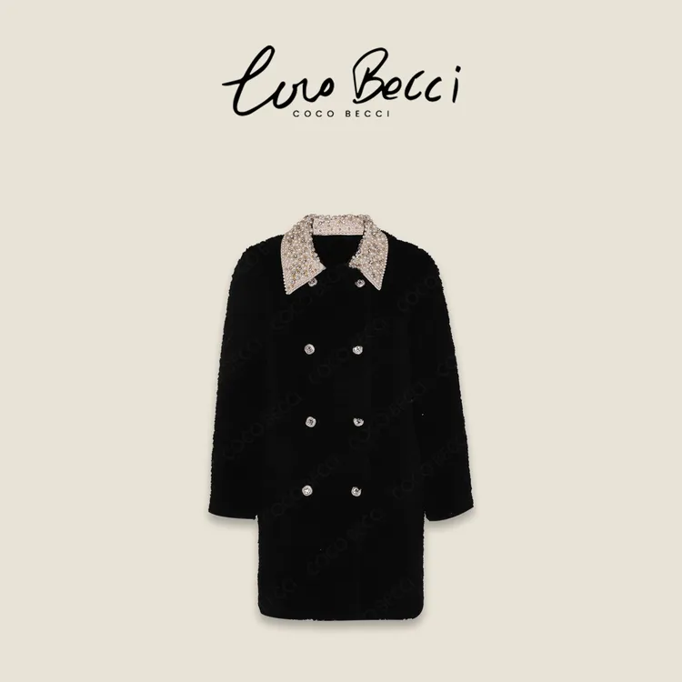 COCO BECCI【雾都晚宴】100绵羊毛精致千金风皮草外套CFLJD100250