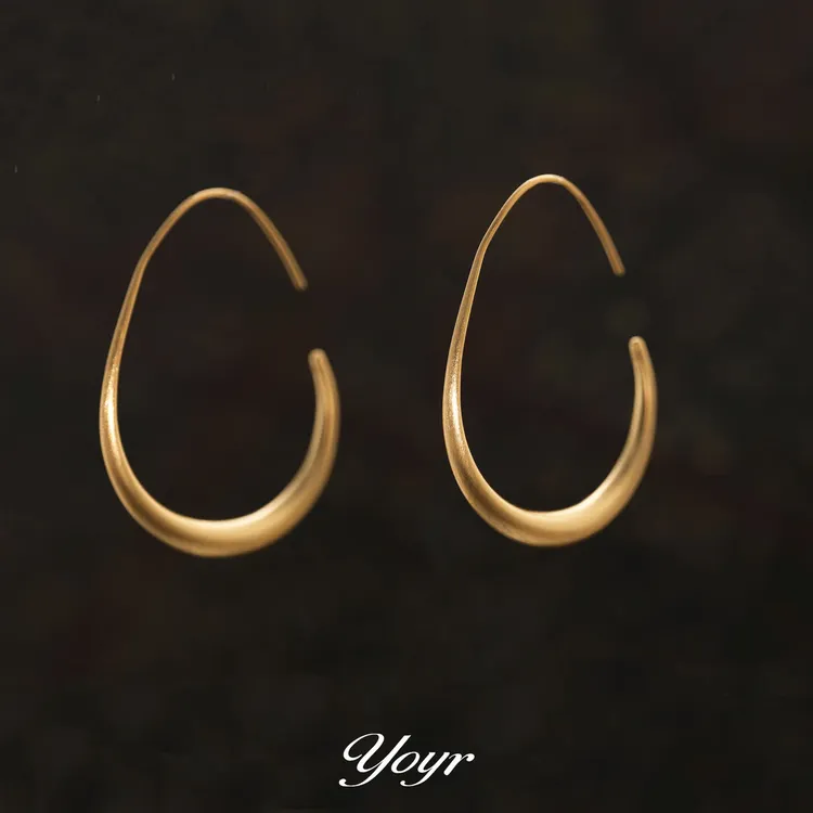 YOYR 黄铜耳饰 水滴素圈大耳环金属风高级感轻奢时尚独特耳环