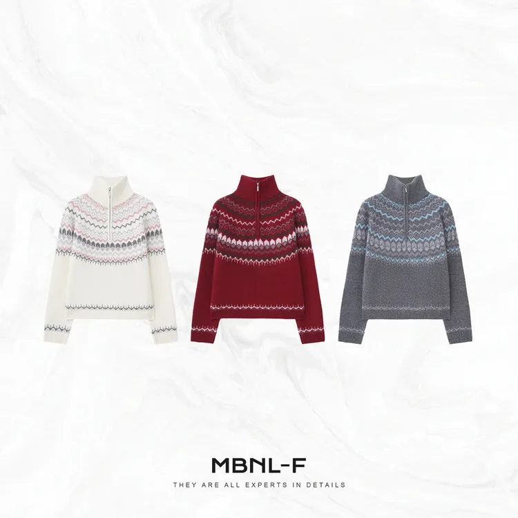 MBNL-F“蔷薇费尔岛” 山羊绒兔毛羊毛定织高领毛衫 秦磊XM-XMY2588