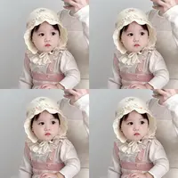 女宝宝毛线帽婴儿帽子秋冬季可爱公主冬天婴幼儿针织保暖帽护耳萌