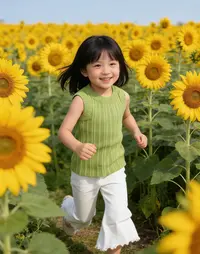 Let'/品牌l春夏亲子款套装-绿色上衣配白色裤子