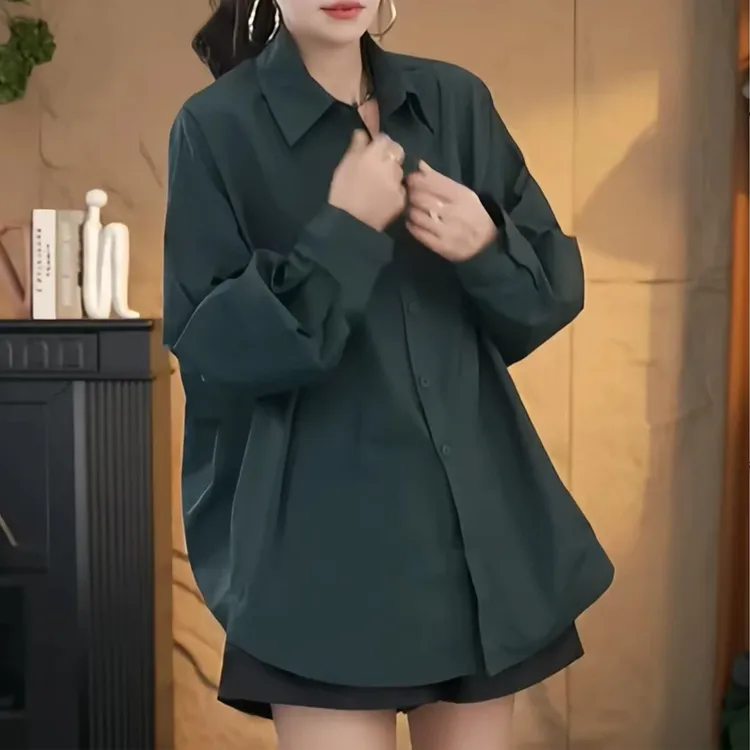 琥珀流苏风潮流百搭设计感宽松显瘦POLO领衬衫女秋季新款休闲衬衣