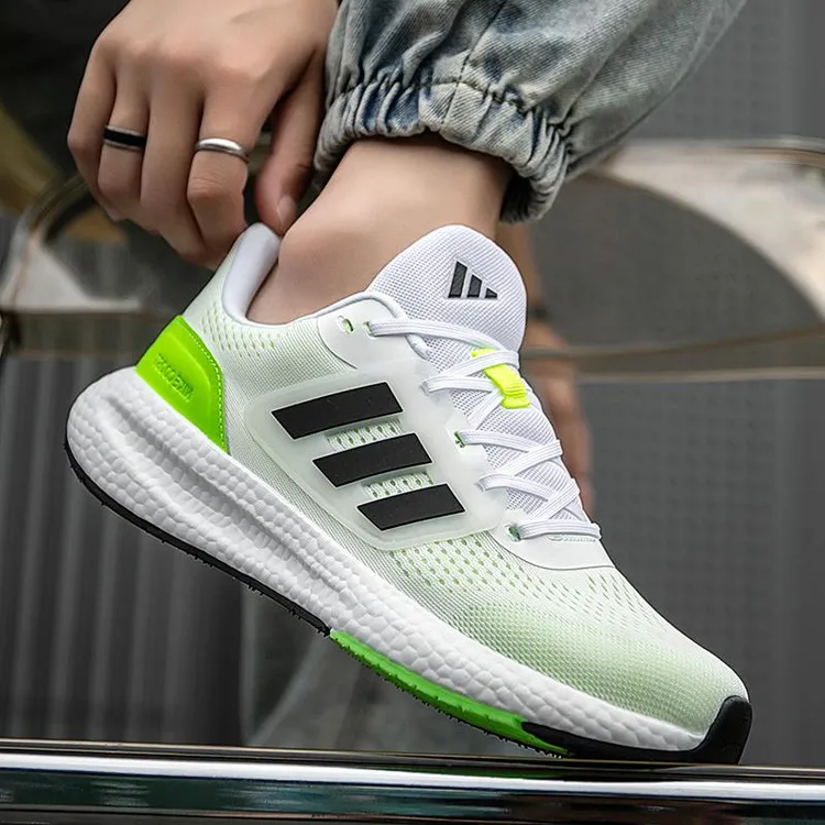 潮牌三条杠男鞋夏季2025新款爆米花软底运动鞋男士时尚透气网面鞋