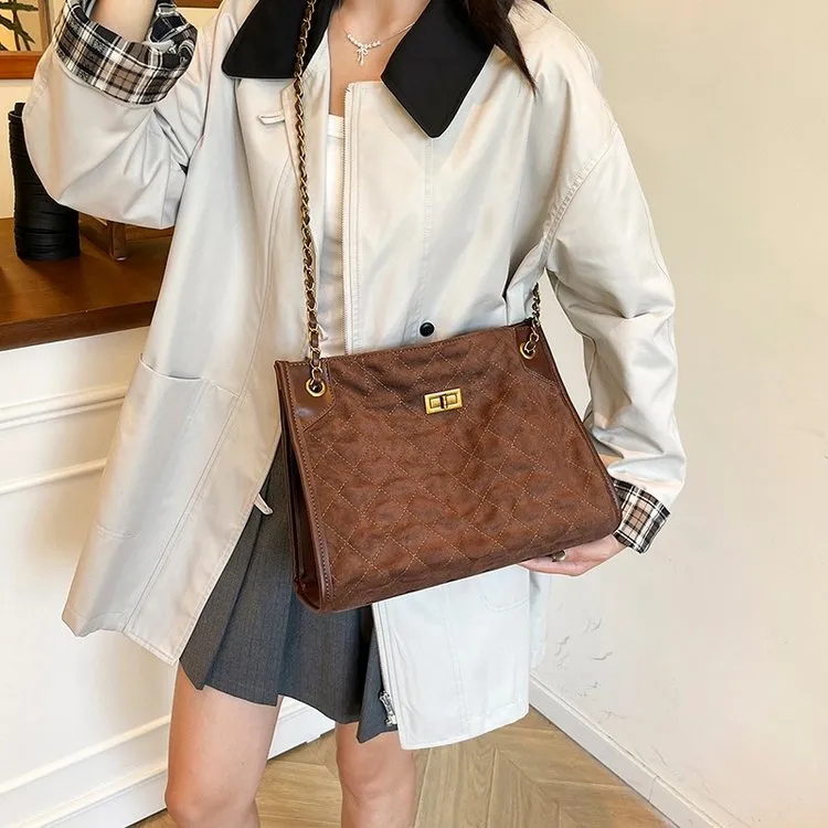 小香风链条腋下包女2025新款轻奢小众高级感秋冬复古斜挎包大容量