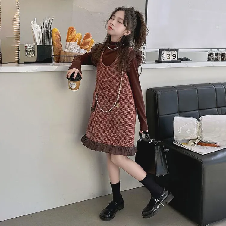 女童小香风连衣裙秋季2025新款儿童女大童春秋款女孩秋装裙子套装