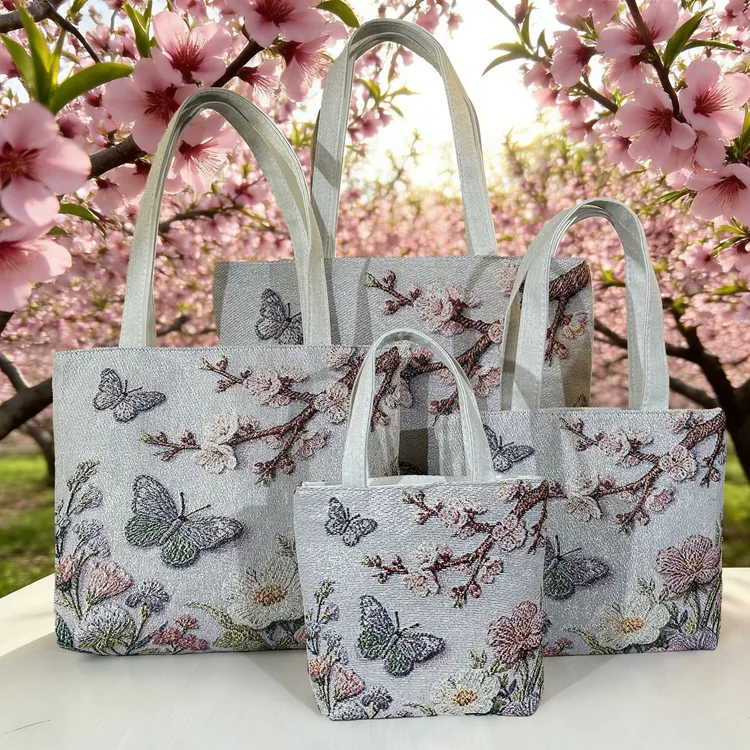 【新款】蝴蝶耐磨拉链中国风刺绣耐脏手提包文艺ins手提包包