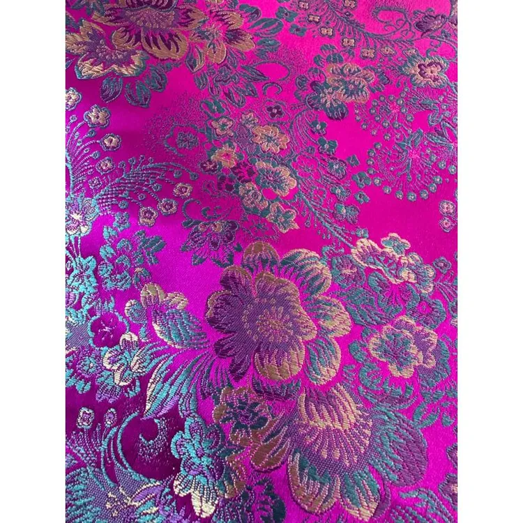 玫红色山茶花织锦缎  幅宽110公分 买长度