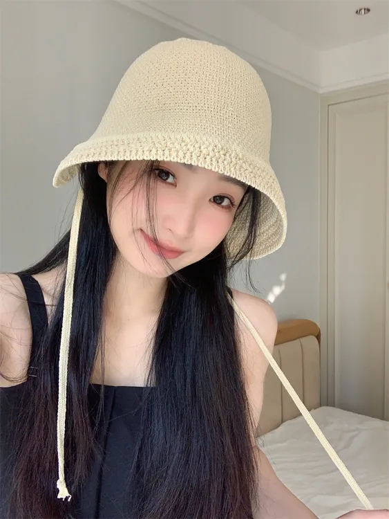 新款大檐夏季出游遮阳草编草帽女日系甜美百搭透气拍照防晒帽子