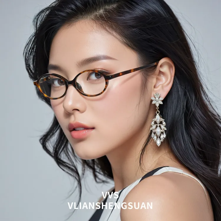 VVS眼镜镜框防蓝光复古平光日系设计款玳瑁色V012