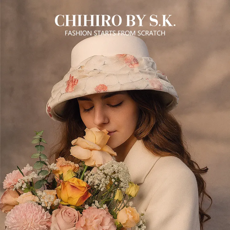 CHIHIRO BY S.K./新帽馆秋冬百搭度假帽羊毛帽梅花弄赫本帽