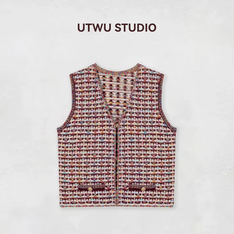 UTWU小敏「小香马甲」夏上新抗起球法式小香粗花呢混色马甲S25C1040