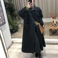 暮色氛围‘澳毛定染羊绒羊毛小翻领直筒双面羊毛长款大衣慵懒气质
