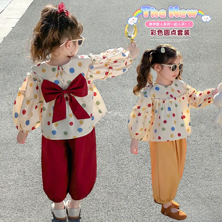 儿童洋气新款春秋季2025女童韩版休闲长袖宽松套装女宝宝秋装衬衣