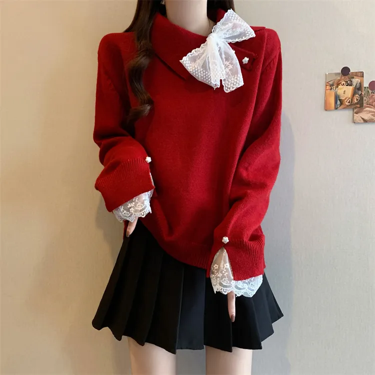 大码胖MM秋季新款韩系时尚显瘦毛衣宽松显瘦拼色套头款长袖上衣女