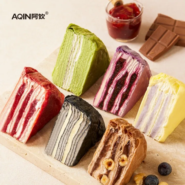 AQIN阿钦六英寸网红六拼千层蛋糕动物奶油夹心芒果巧克力生日甜品