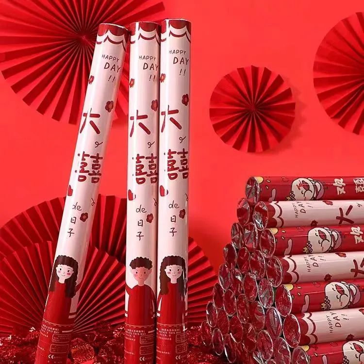 礼花筒婚礼礼炮结婚用花瓣雨彩带礼炮结婚不堵门礼花筒氛围感满满