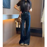 250不贴腿微喇叭牛仔裤女款工艺款2025秋季新款高腰高弹力显瘦