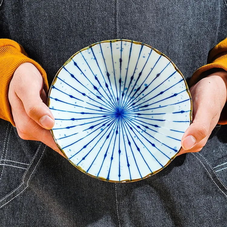 美浓烧日本进口陶瓷盘子日式家用果盘高颜值个性复古餐盘釉下彩碟