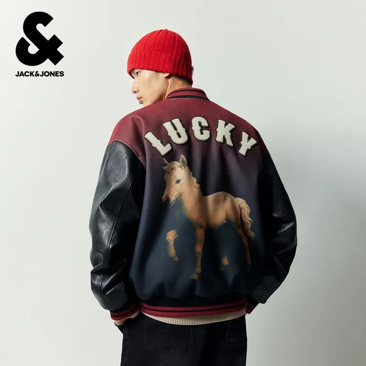 【红运夹克】杰克琼斯春男士棒球服棉服棉衣外套新年款马年数码印花