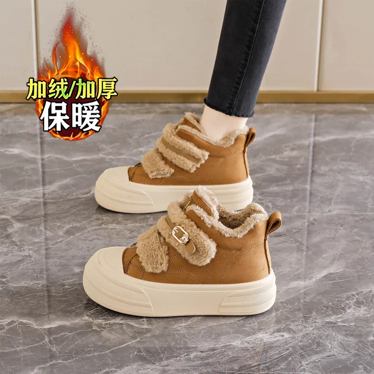 魔术贴勃肯雪地靴女2025冬季爆款羊羔绒加厚保暖高帮运动棉鞋34码