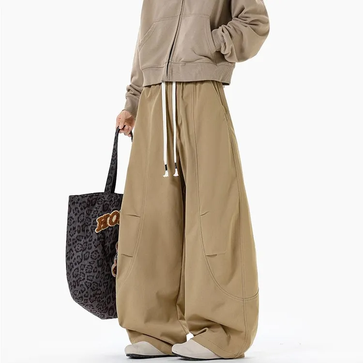 美式潮牌廓形弯刀裤子男女款秋季百搭宽松阔腿休闲裤情侣拖地长裤