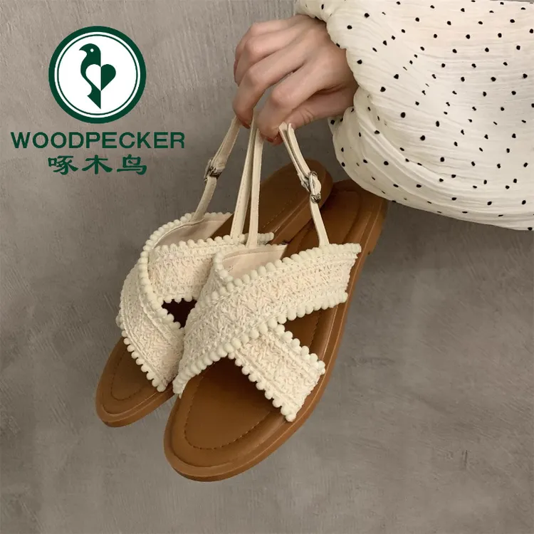 啄木鸟平底罗马凉鞋女2025新款夏复古仙女风波西米亚沙滩外穿拖鞋