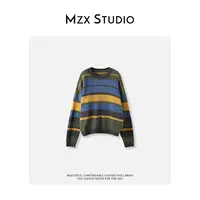 MZX 秋季彩色条纹撞色含羊毛慵懒毛织上衣 SY10583-C