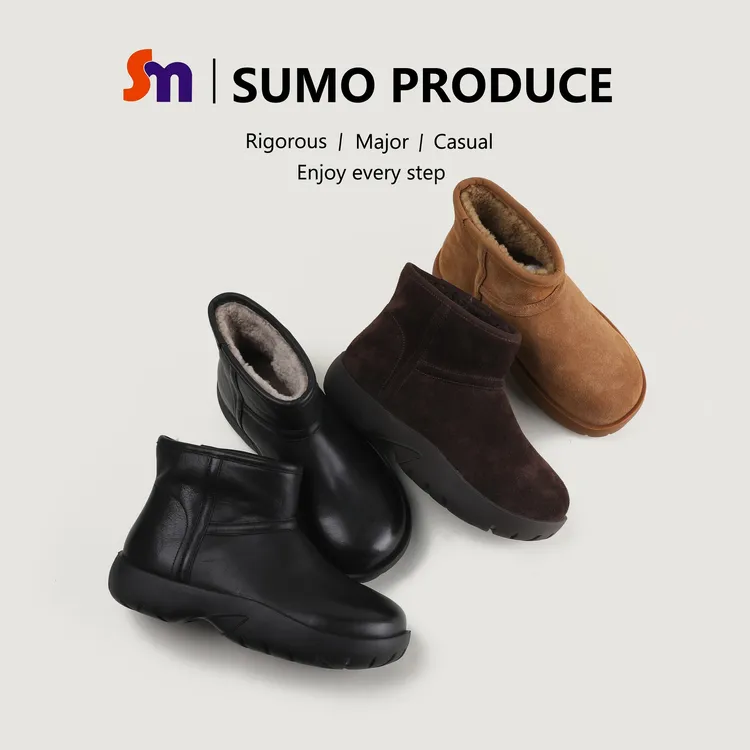 素陌冬季羊毛皮毛一体雪地靴女真皮加厚短靴棉靴防滑防寒保暖3115