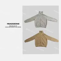 Peacezone 羊毛+兔绒混纺 高领宽松休闲开衫拉毛毛衣外套/8656