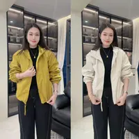 2525新款长袖夹克衫秋季宽松糖果色拉链连帽外套纯色上衣