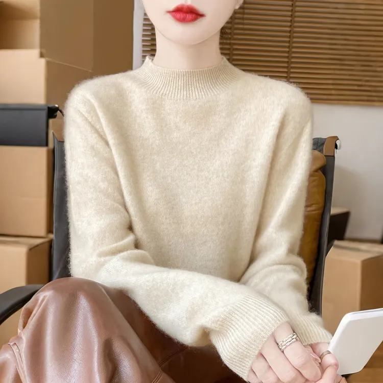 羊毛衫女一线成衣半高领秋冬季新款半高领毛衣宽松百搭羊绒打底衫