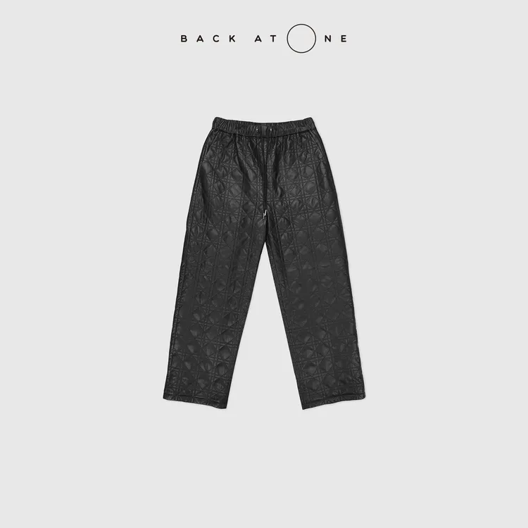 BACKATONE“戴妃菱格”3M棉绗格黑色设计款绵羊皮裤 BFF-2FI313E-K