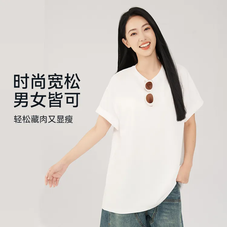 运动休闲正肩T恤短袖男女款美式休闲T恤圆领短袖夏季薄款3495