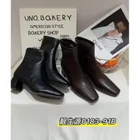 摩登女孩～！方头短筒弹力瘦瘦靴女细跟高跟黑色小短靴0183-91/B6