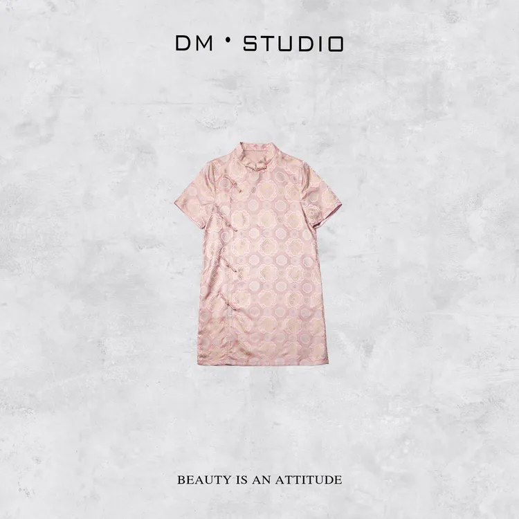 DEDM•STUDIO/新中式复古提花斜襟盘扣宋锦连衣裙2504LYQ/970228