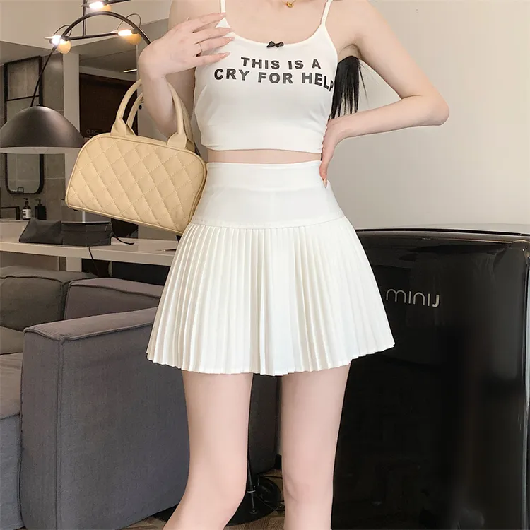 西装百褶裙小个子半身裙女春夏大码高腰百搭a字裙防走光显瘦短裙