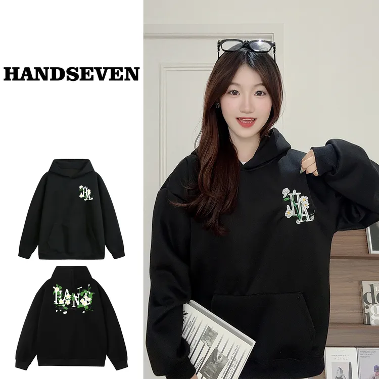 HandSeven重磅刺绣国潮卫衣男女连帽情侣秋冬款美式复古卫衣外套