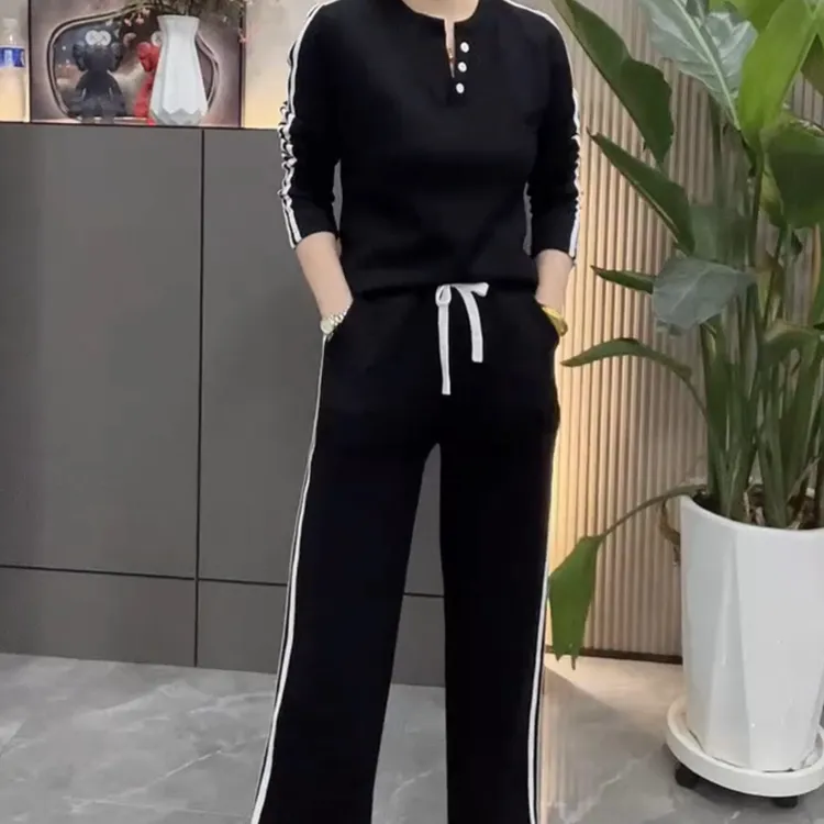 秋季新款显瘦百搭长袖裤子休闲套装【实物微色差】