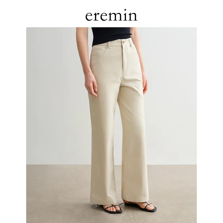 DE Mincollection米杏灯芯绒裤/复古高密棉宽松直筒休闲裤55710