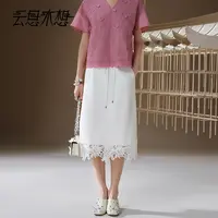 Ysimo-X云思木想 云夜花瑶 优雅百搭蕾丝花边莱赛尔棉半身裙13198