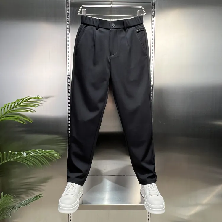 【高端】早秋季男款简约风直筒裤速干休闲男裤时尚弹力潮流百搭裤子