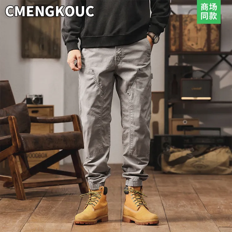 川蒙口川欧美风男工装裤休闲裤束脚春秋款百搭韩版大码裤子男装