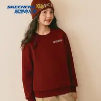 斯凯奇猫咪抱抱卫衣舒适保暖百搭中性针织套头上衣L425K059 DB