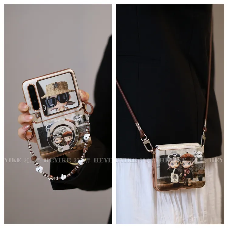 潮玩嘎子姐电镀适用华为purax手机壳典藏版mixflip2皮纹pocket2