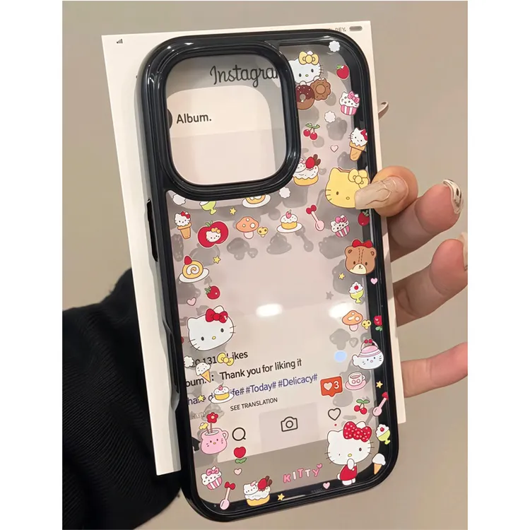 花边可爱凯蒂适用iPhone16promax手机壳15/14大孔13/12亚克力11套