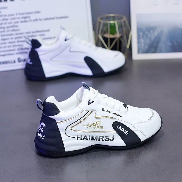 秋冬款厚底增高休闲鞋百搭潮流情侣款皮蓬老爹鞋加绒保暖运动男鞋