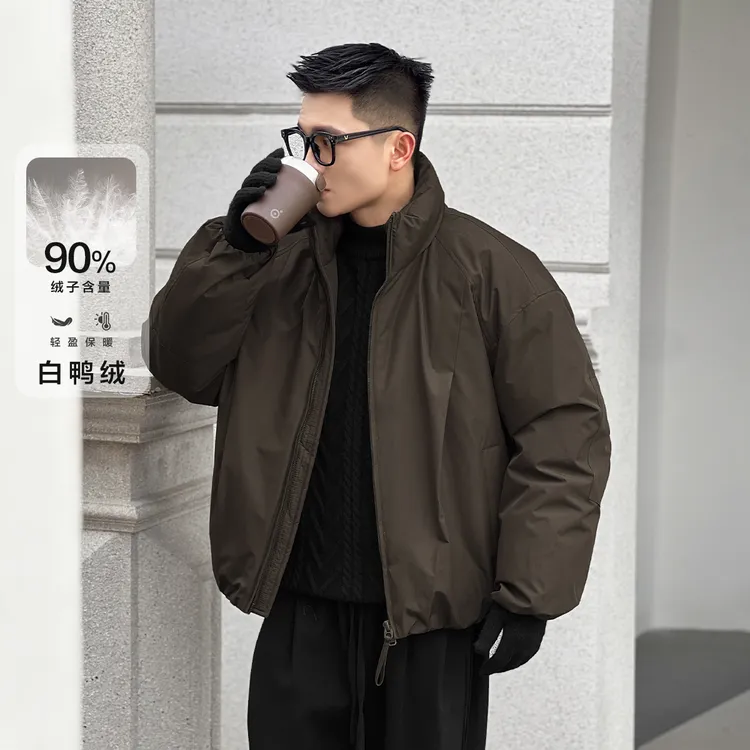 二十二号穿搭【御寒霸气型男】新国标90白鸭绒立领保暖羽绒服外套男