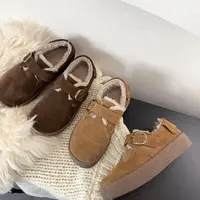 素陌新款皮毛一体勃肯鞋厚底保暖棉鞋加绒休闲鞋百搭韩版5020